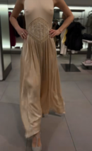 ZARA BNWT 2025. MID ECRU HALTER EMBROIDERED MIDI DRESS. 4813/823/715 - $94.67