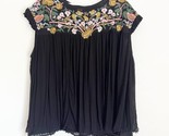 Anthropologie Seen Worn Kept Black Bethany Floral Embroidered Blouse Tun... - $21.99