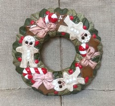 Vintage Hobbyist 8 Inch Gingerbread Holly Berries Ceramic Wreath Christmas - £15.82 GBP
