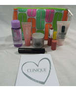 Clinique 7 Piece Set Bag Smart Remover Cleanser Mascara Surge Lip Barely - £15.74 GBP