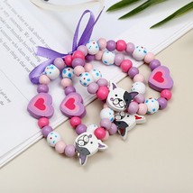 3pcs Wooden Beads Cartoon Pendants Cute Bracelet For Children Birthday Gifts Kid - £10.72 GBP