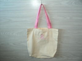 Breast Cancer Survivor Ribbon Tote Bag Natural Cotton Canvas 13&quot; H x 14.... - £10.70 GBP