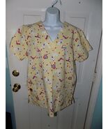 IKEY Yellow Cat Print Scrub Shirt Size M Women's NEW - $21.60