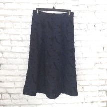 H&amp;M Skirt Womens 8 Blue Burn Out Textured A-line Midi Skirt - £16.60 GBP