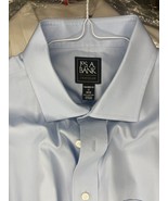 Jos A Bank Traveler Dress Shirt Men  17 - 34/35 Blue Long Sleeve - $275.88 MXN