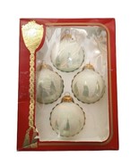 Rauch 4 Glass Ornaments Jade Green w/ White Mica Glitter Victoria Collec... - $14.68