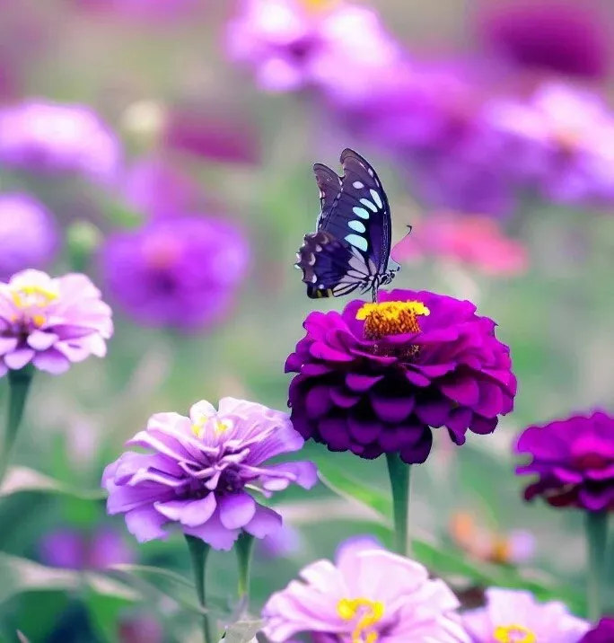 200 + Zinnia Seeds / Purple Prince / Flower Seeds / Non -GMO / Butterflies - $4.99