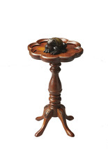 20&quot; Medium Brown And Olive Ash Wood Floral Top End Table - $300.00