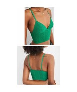 Aerie Cable Lace Longline Bralette Green Alpine Small NEW - $513.98 MXN