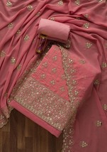 salwar suit salwar kameez Onion Pink Gotapatti Georgette with dupatta unstiched - £92.98 GBP