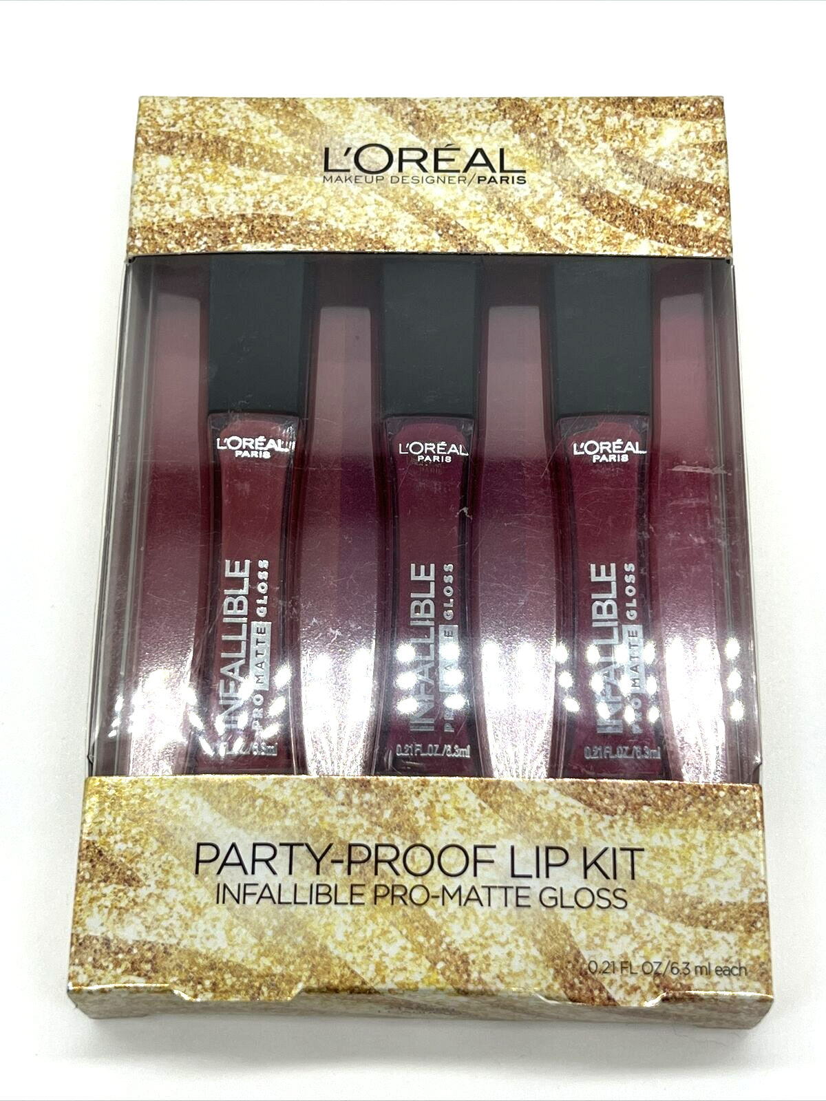 Loreal Party Proof Lip Kit 3 Infallible Pro-Matte Gloss Brand New Gift Box - $11.79