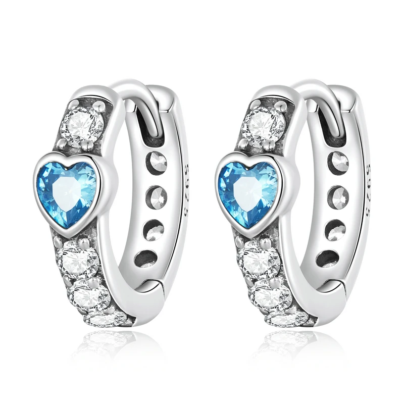 925 Sterling Silver Simple Love Ear Buckles for Women New Fashion Bright Zirconi - £21.40 GBP
