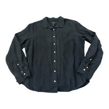 J Crew Womens Baird McNutt Irish Linen Shirt Sz 14 Black Button Up Long ... - $22.91