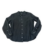J Crew Womens Baird McNutt Irish Linen Shirt Sz 14 Black Button Up Long Sleeves - $22.91