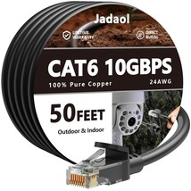 Cat 6 Outdoor Ethernet Cable 50 ft Support Cat8 Cat7 Network 10Gbps 24AW... - $47.95