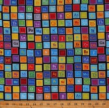 Cotton Periodic Table Elements Chemistry Science Fabric Print by Yard D588.72 - £27.25 GBP