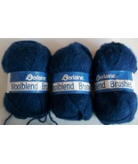 Darlaine Woolblend Brushed 3 Skeins Wool Yarn 50 Gram Balls Dark Blue - $29.69