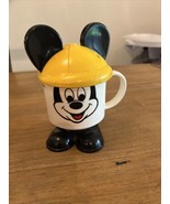Walt Disney Productions Vintage Mickey Mouse Plastic Sippy Cup Mug with Lid - £7.69 GBP