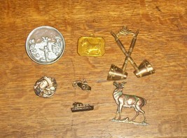 Vtg Antq Junk Drawer Oriental Button Cupid Irish Cross Pipe Elk Cameo Pin Scotty - $76.75