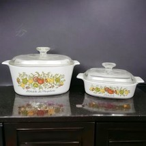 2 Vintage Corningware Casserole Dish Set Spice O&#39; Life L&#39;Echalote la Marjolaine - £47.74 GBP