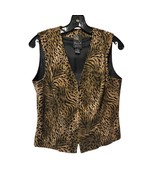 Dana B and Karen Animal Print Vest Dana Buchman Front Zip Lined Textured... - $54.42 CAD