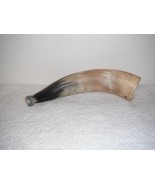 Vintage Antique 11&quot; Bull Cow Powder Horn Unique Farmhouse Restaurant Decor - £27.87 GBP