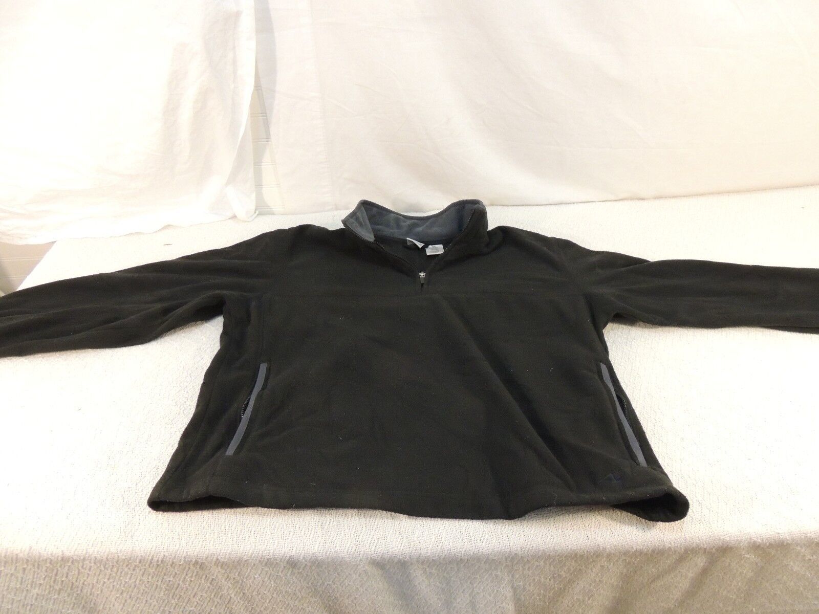 Athletic Works 1/3 Zip Fleece Jacket Men&#39;s Large (42-44) Black Polyester... - $11.84