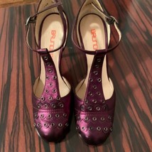 Pre-owned BRUNO FRISONI Purple Leather High Heel Mary Jane Sz 6 - $118.80