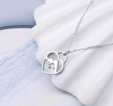 Heart Shaped Mustard Seed Mountains Necklace Pendant Stainless Steel 0.75&quot; wide - £11.79 GBP