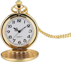 I-MART Smooth Vintage Pocket Watch with Chain (Gold) - £10.08 GBP