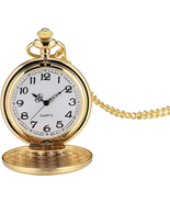 I-MART Smooth Vintage Pocket Watch with Chain (Gold) - £10.29 GBP