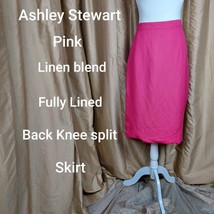 Ashley Stewart Pink Linen Blend Back Zip / Split Skirt Size 12 - $14.00