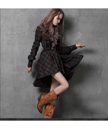 Ke&#39;er Qiaowa Plaid Flannel Ruffle Retro Steampunk Dress M - €40,16 EUR