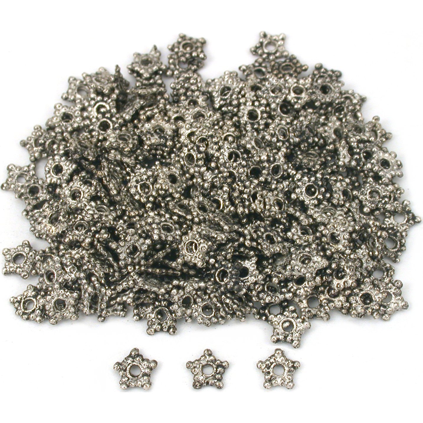 Primary image for Bali Spacer Star Beads Antique Silver Plated 5mm 290Pcs Approx.