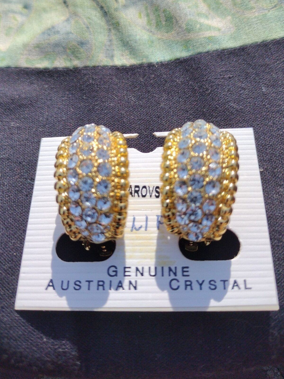 Gold tone Swarovski Crystal Clip On Earrings - $14.85