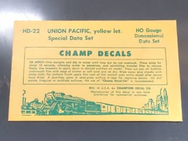 Vintage Champ Decals No. HD-22 Union Pacific Yellow Letters Dimensional ... - $14.95