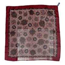 Ginnie Johansen 1989 Scarf 100% Silk Large Square 31x31 Burgundy Wine - £15.47 GBP