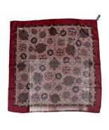 Ginnie Johansen 1989 Scarf 100% Silk Large Square 31x31 Burgundy Wine - $19.75