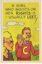 Postcard Comic Girl Who Insists On Her Rights Is Usually Left - £3.69 GBP