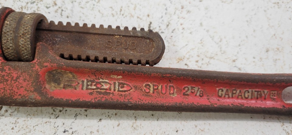 *PV42) Vintage 11" Ridge Tool Rigid Spud Adjustable Smooth Jaw Pipe Wrench USA Item image 2