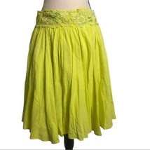 Anthropologie Floreat Yellow Green Stellina Style Full Flare Skater Skirt Size S - £30.86 GBP