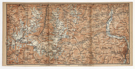 1893 Antique Map Of Vicinity Of Matterhorn Zermatt Switzerland Domodossola Italy - £22.34 GBP