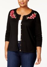 Karen Scott Womens Plus Size Flower-Embroidered Cardigan Choose Sz/Color - $28.00