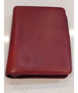 Franklin Covey Red Full Grain Leather Zip Around 7 Ring Planner Binder  - £21.95 GBP