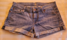 7 for All Mankind Blue Denim Jean Shorts Size 28  Cuffed - £12.40 GBP