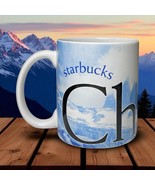 HTF Starbucks 2007 CHILE 12oz Coffee Mug Blue White Mug EUC - $363.64 MXN