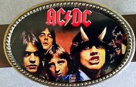 AC/DC Rock Group Epoxy PHOTO MUSIC BELT BUCKLE   - NEW! - $16.78