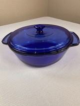 Anchor Hocking Covered Casserole Dish Cobalt Blue 2 Qt 9&quot; Round W/ Handles - $18.04