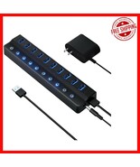 Powerful 10-Port USB 3.0 Hub for Fast Transfers &amp; Individual Power Manag... - €26,68 EUR