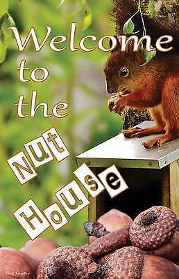 Double Sided Garden Flag Emotes Welcome To The Nut House Squirrel Yard Banner - $13.54